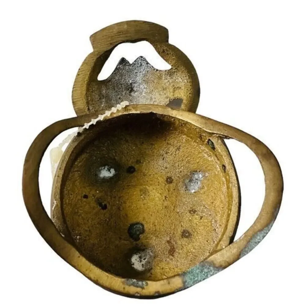Chinese Signed Solid Brass Metal Stamped China Three‎ Legged Incense Censer Bowl